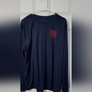 Blue Long Sleeve Tee with Red Detail